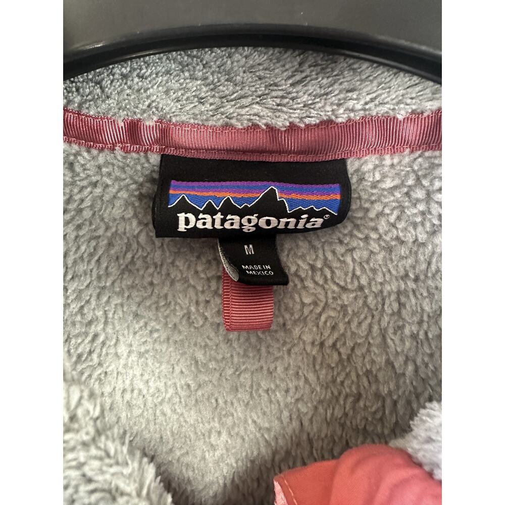 Patagonia Re-Tool Fleece 1/4 Snap-T Pullover Gray Aurea Pink Trim Women's Medium - Picture 7 of 12
